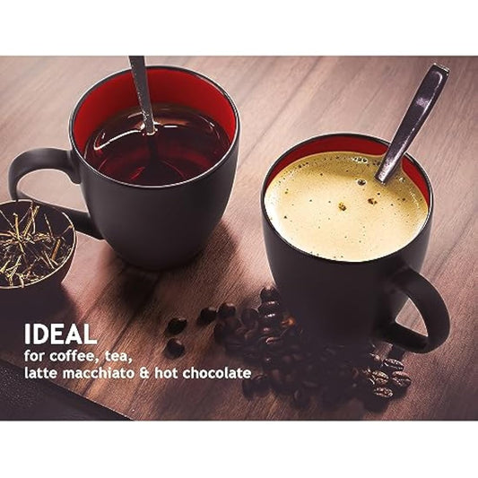 MIAMIO - 6 x 350 ml Stoneware Coffee Mug/Cup Set - Le Papillon Collection (Red)