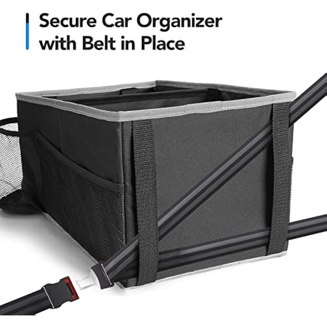 Alijees Car Seat Organiser - Car Caddy Accessories Organiser Back Seat for Kids, Car Boot Storage Backseat Organiser Front Seat With Cup Holders, Tissue Box, Multiple Mesh Pockets, Black