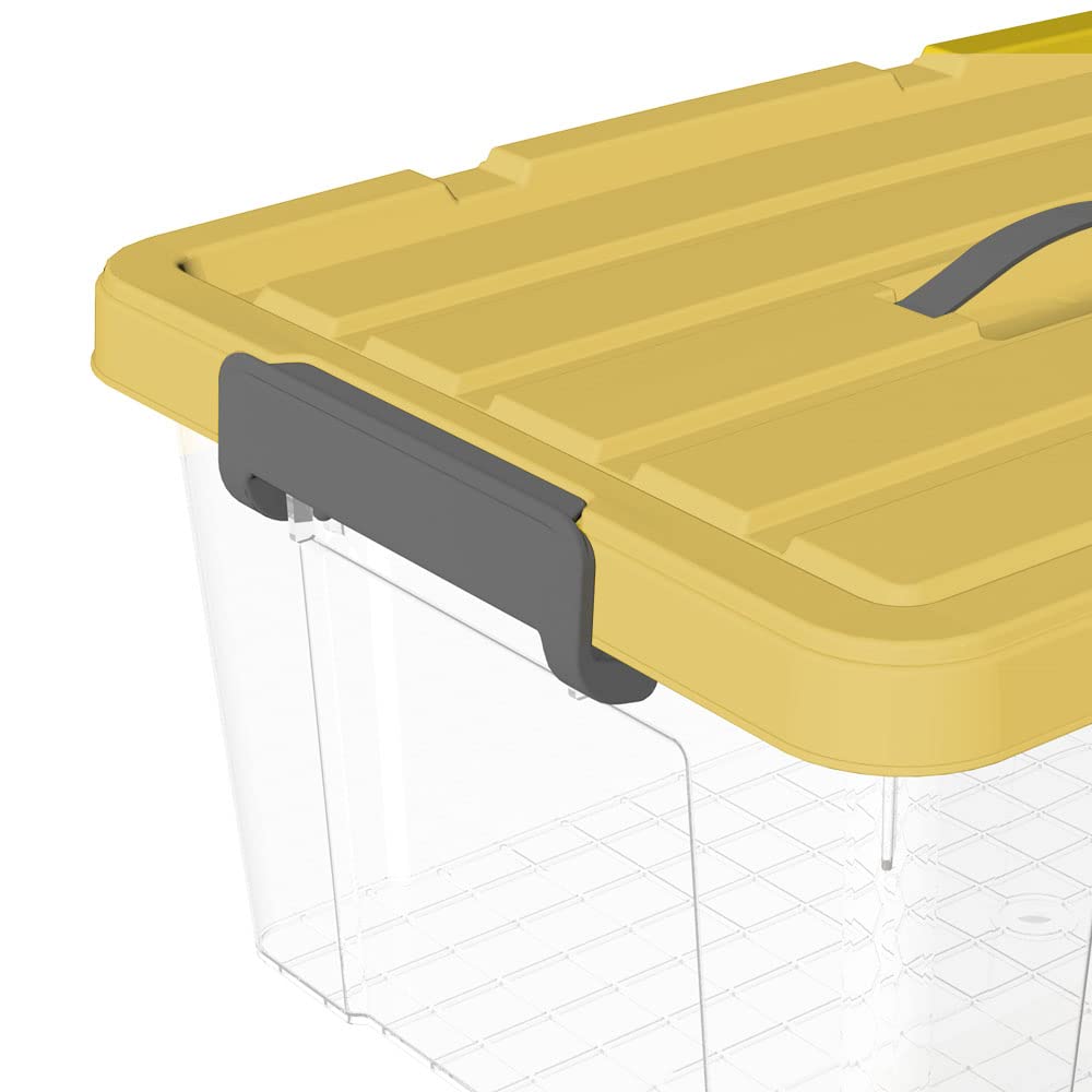 Cetomo 90L*3 Storage Boxes, Carry Plastic Storage Box with Lids, Organizing Container with Handle and Latching Buckles, Stackable, Nestable