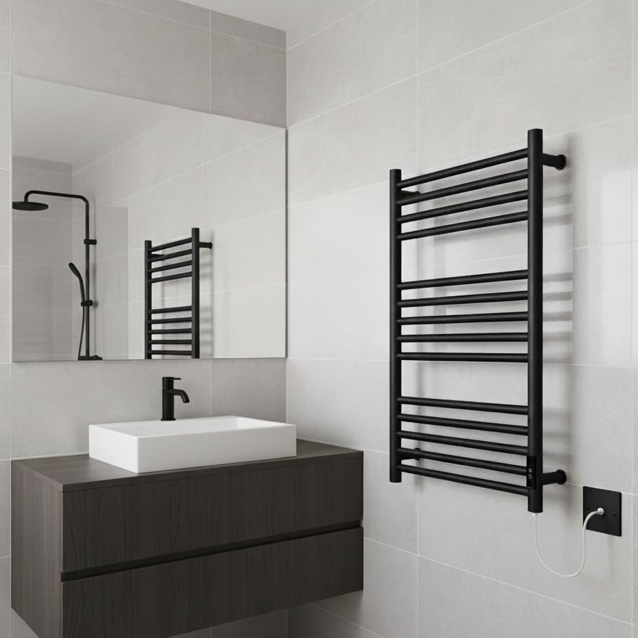 Greened House Siena Black Electric Heated Towel Rail 500mm W x 720mm H