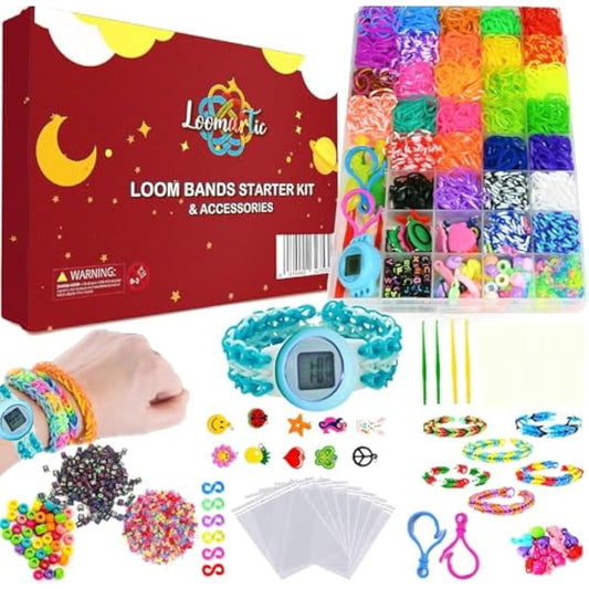 Loomartic 3000+ Loom Bands Kit: MultiColor Rubber Bands with Premium Quality Watch, Unisex Art & Craft Kit for Girls & Boys, 7+ Years