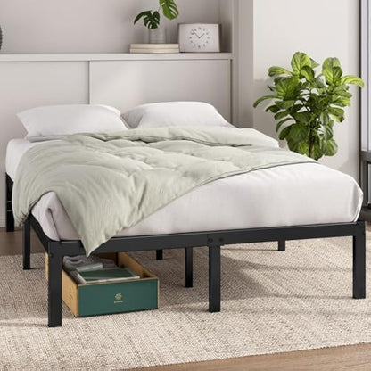 Zinus Elias King size Bed frame - Bed 150 x 200 cm - 36cm Height - Metal Bed frame with underbed storage and steel slat support - Black