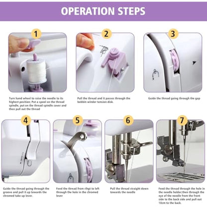 M MUNCASO Sewing Machine for Beginners,12 Stitch Electronic Sewing Machines,Mini Sewing Machine Double-line Two-speed Reverse Stitch with UK Plug