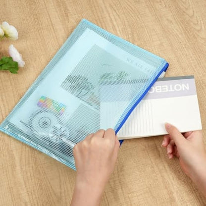 Vicloon Plastic Wallets, 15Pcs A4 A5 A6 Zip Lock Bags Mesh Document Wallet Document Folders Plastic Pockets Zipper File Wallet for School Office Homework Travel Storage Bags (Multicolor)