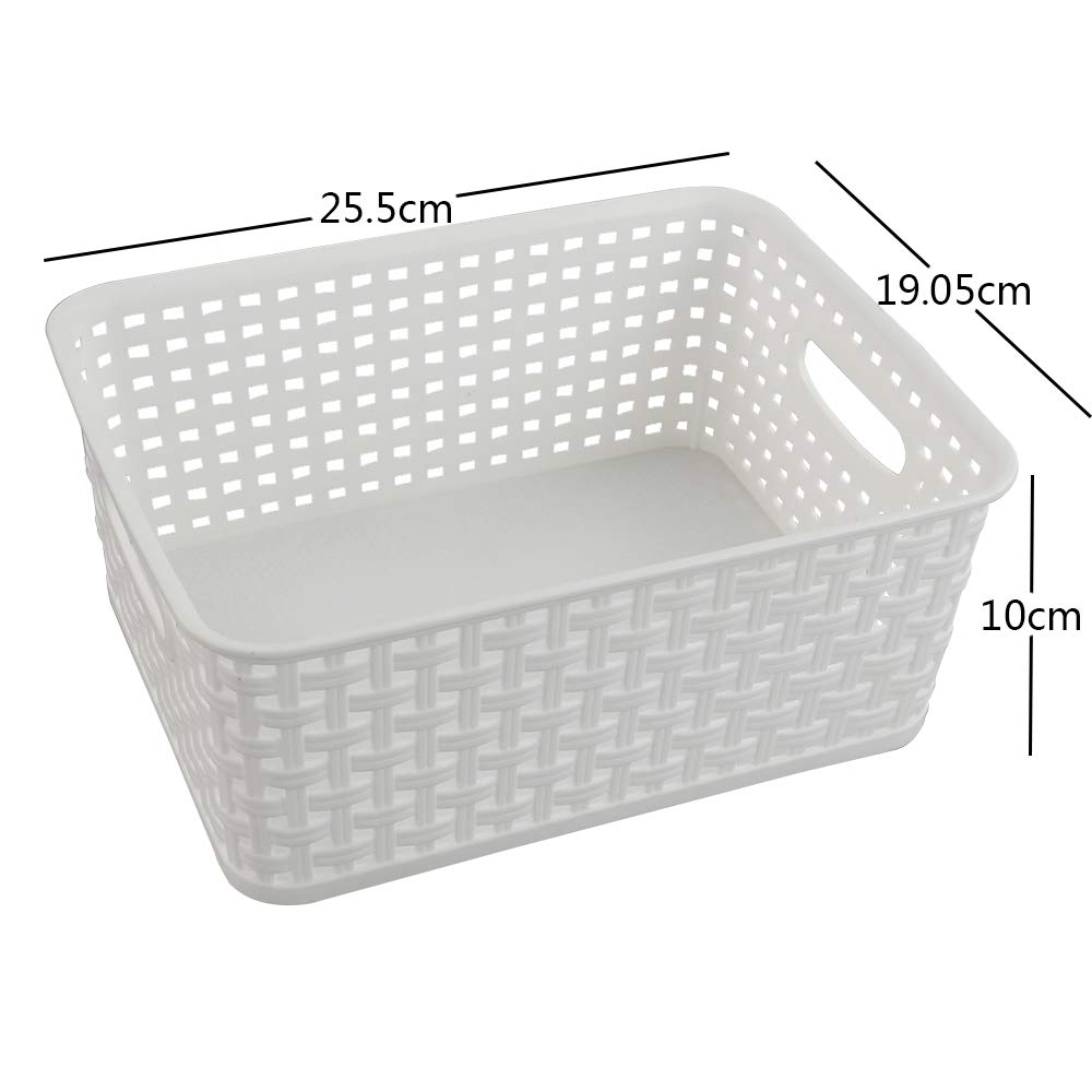 Asking 6-Pack Plastic Storage Baskets, Weave Basket Organizer
