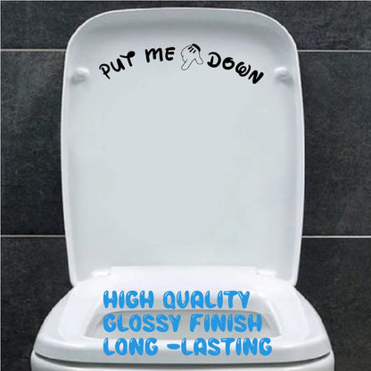 Pack of 2 Put Me Down Cute Mickey Hands Toilet Seat/Lid Sticker - Bathroom Décor - Bathroom Accessory Black