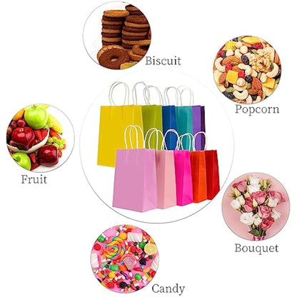 30 Pcs Paper Party Bags 10 Colors Present Bags Kraft Paper Bags with Handles, Party Present Bags Thick Kraft Bags for Kids, Present, Candy, Cookie, Celebrations, Baby Shower, Birthday(21 x 15 x 8 cm)