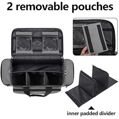 Trunab Emergency Responder Trauma Bag Empty, Professional Large First Aid Bag Medical Bag with Inner Dividers and Non-Scratch Bottom, Ideal for EMT, EMS, Paramedics, Grey, Empty-Patented Design