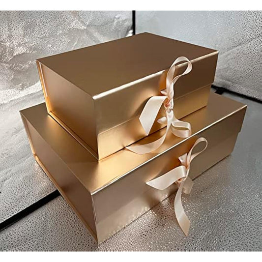 Rose Gold Gift Box, 33x26x11cm Large Gift Box with Magnetic Lids and Silk Ribbon Specially Designed for Presents Birthdays, Holidays, Anniversaries Gift Packaging