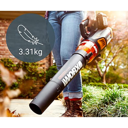 WORX WG584E.9 40V (2x20V) Brushless Leaf Blower without Battery and Charger - Black / Orange
