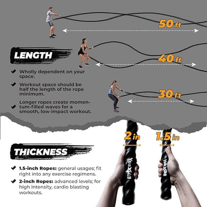 Yes4All Unisex Yes4All Unisex s WE3N Battle Poly Dacron Workout 1 5 inch 30 ft Length Exercise Rope 5in 30ft, A. 3.8 cm - 9.1 m, A. m UK, Without