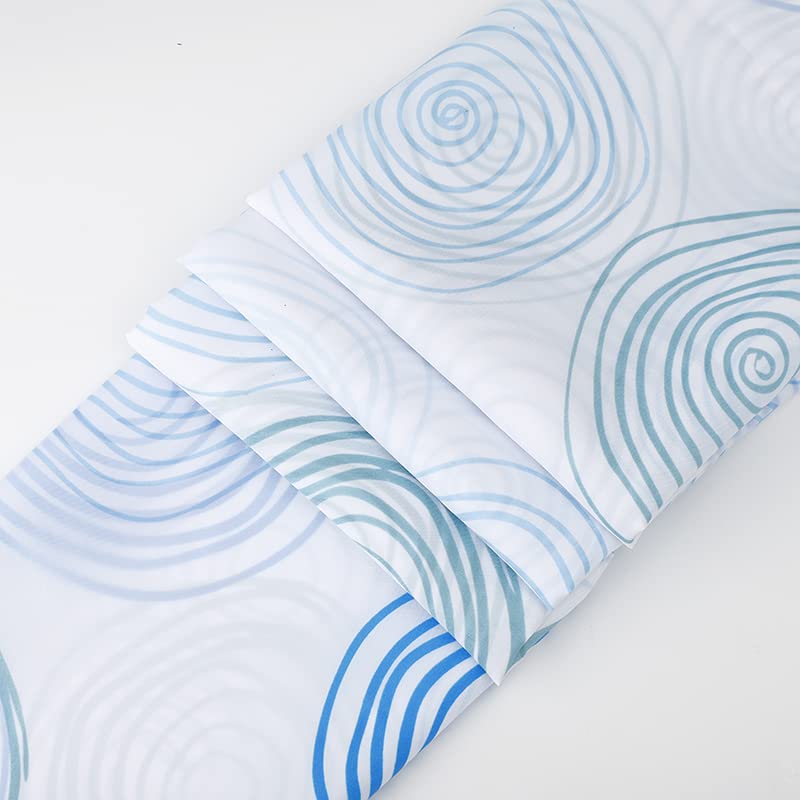 VIROSA Blue Circles Shower Curtain for Bathroom Anti Mould, Mildew Resistant | Size 180x180 cm (71 x 71 Inch) | Water Repellent Fabric