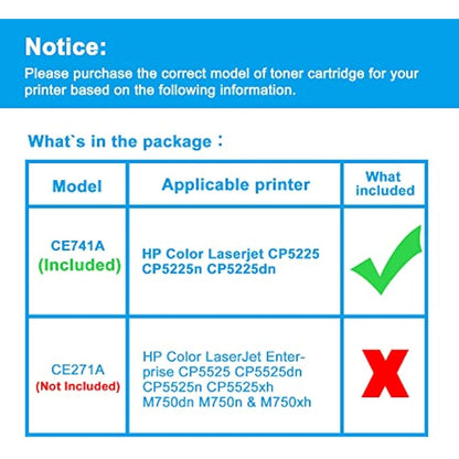 LCL Remanufactured Toner Cartridge 307A CE741A (1 Cyan) Replacement for HP Color Laserjet CP5225 CP5225n CP5225dn