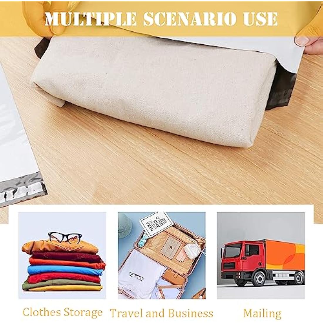 YAAVAAW 50pc 28x42cm Yellow Vinted Postage Bags Mailing for Clothes,Mailing Poly Postal Self Seal Bags,Parcel Shipping Strong Packaging Bag Delivery Plastic Envelopes Posting Clothes Parcel