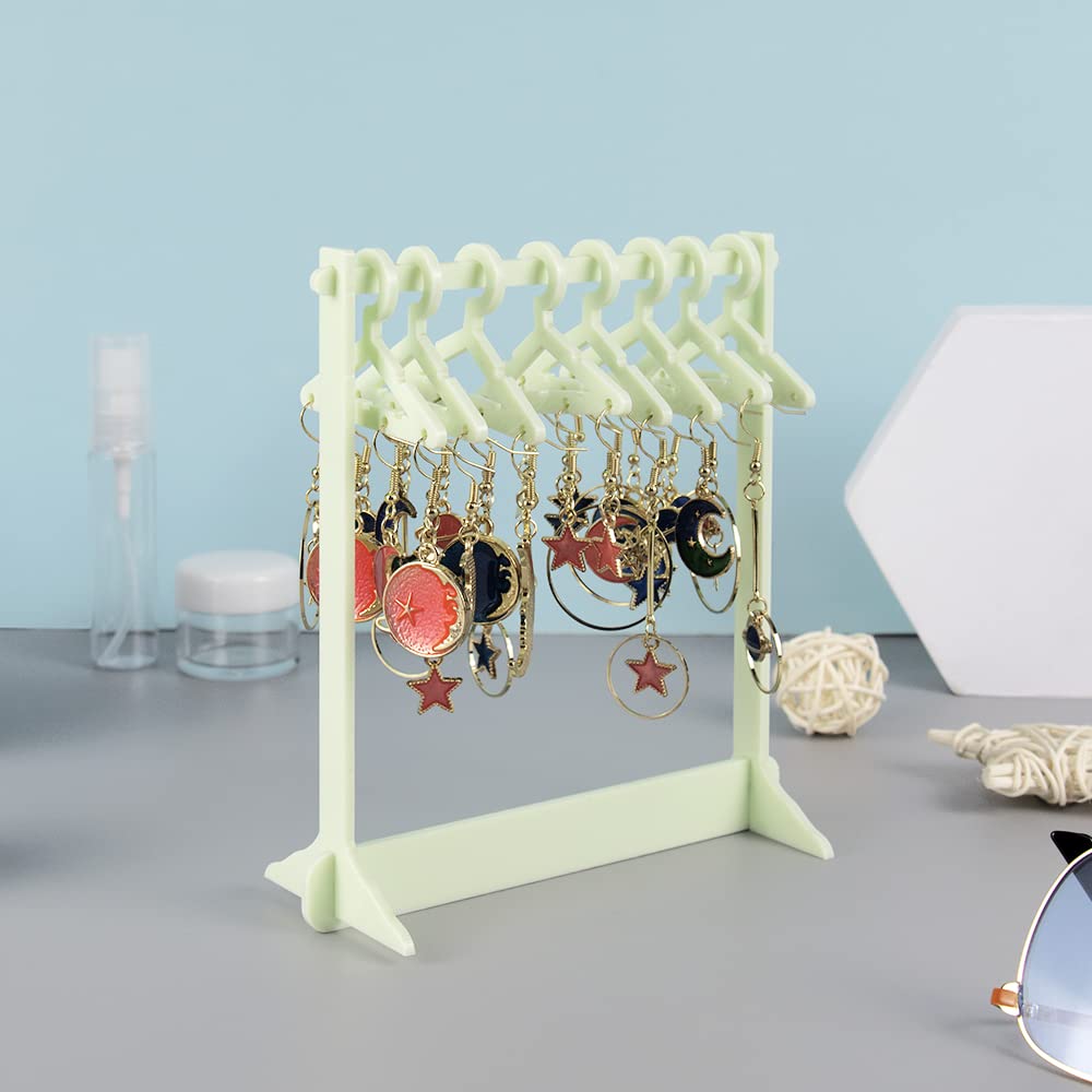 NatSumeBasics Green Earring Holder Stand Clear Acrylic Earrings Rack Mini Hangers Display Stand Jewelry Organizer Storage for Women Girls Green