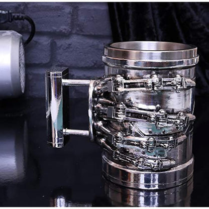 Nemesis Now B4656N9 Terminator 2 Tankard 17cm, Resin w/Stainless Steel Insert, Silver