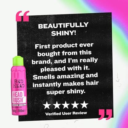 Bed Head by TIGI Headrush Shine Spray – Lightweight Shine Spray for Smooth, Glossy Hair – 200 ml