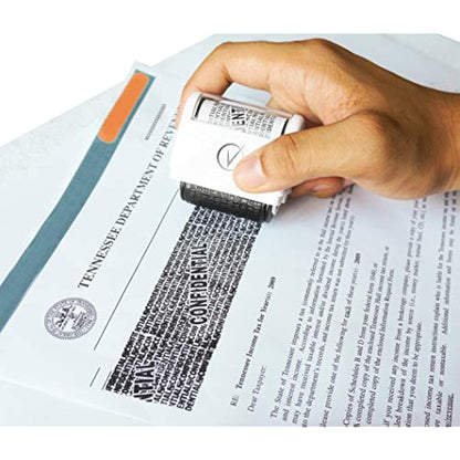 Vantamo Address Blocker Stamp for Hiding Sensitive Information, Wide Identity Theft Protection Roller Stamp with 3 Refills, Confidential Ink Roller for Personal Data Theft Prevention, Classy White