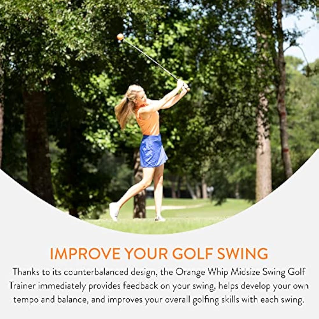 Orange Whip Golf Swing Trainer Aid Patented & Made in USA for Improved Rhythm, Flexibility, Balance, Tempo, and Strength *American Made*