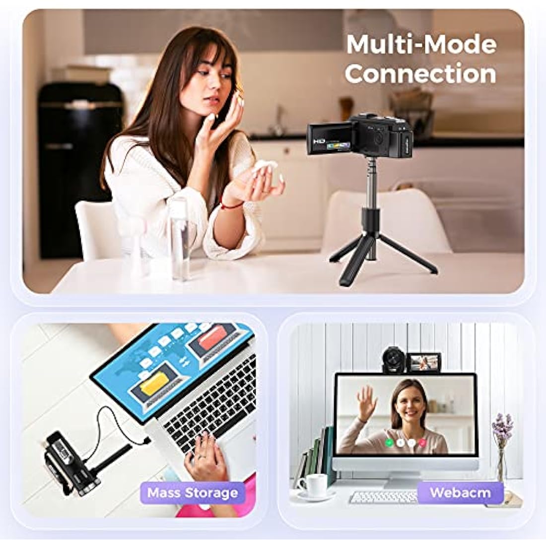 Sunscien Video Camera Camcorder, Full HD 1080P Digital YouTube Vlogging Camera Recorder,Video Camera 30FPS 3.0 Inch LCD 270 Rotatable Degrees IPS Screen with Remote Control 2 Batteries