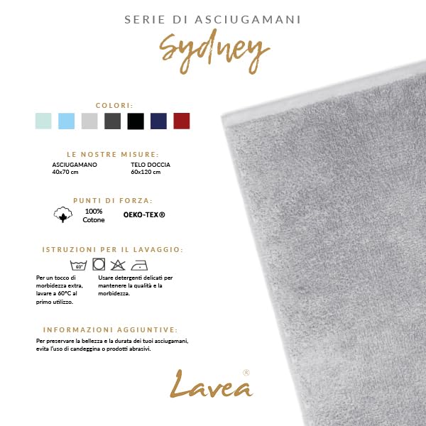 Lavea® Sydney Hand Towels Set of 4 – 40 x 70 cm – Silver