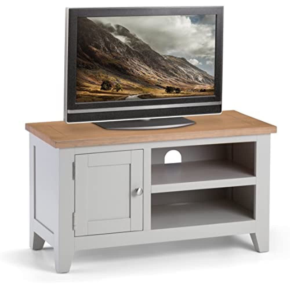 Julian Bowen Richmond TV Unit for up to 65" TVs, Grey/Oak - H50 x W91cm