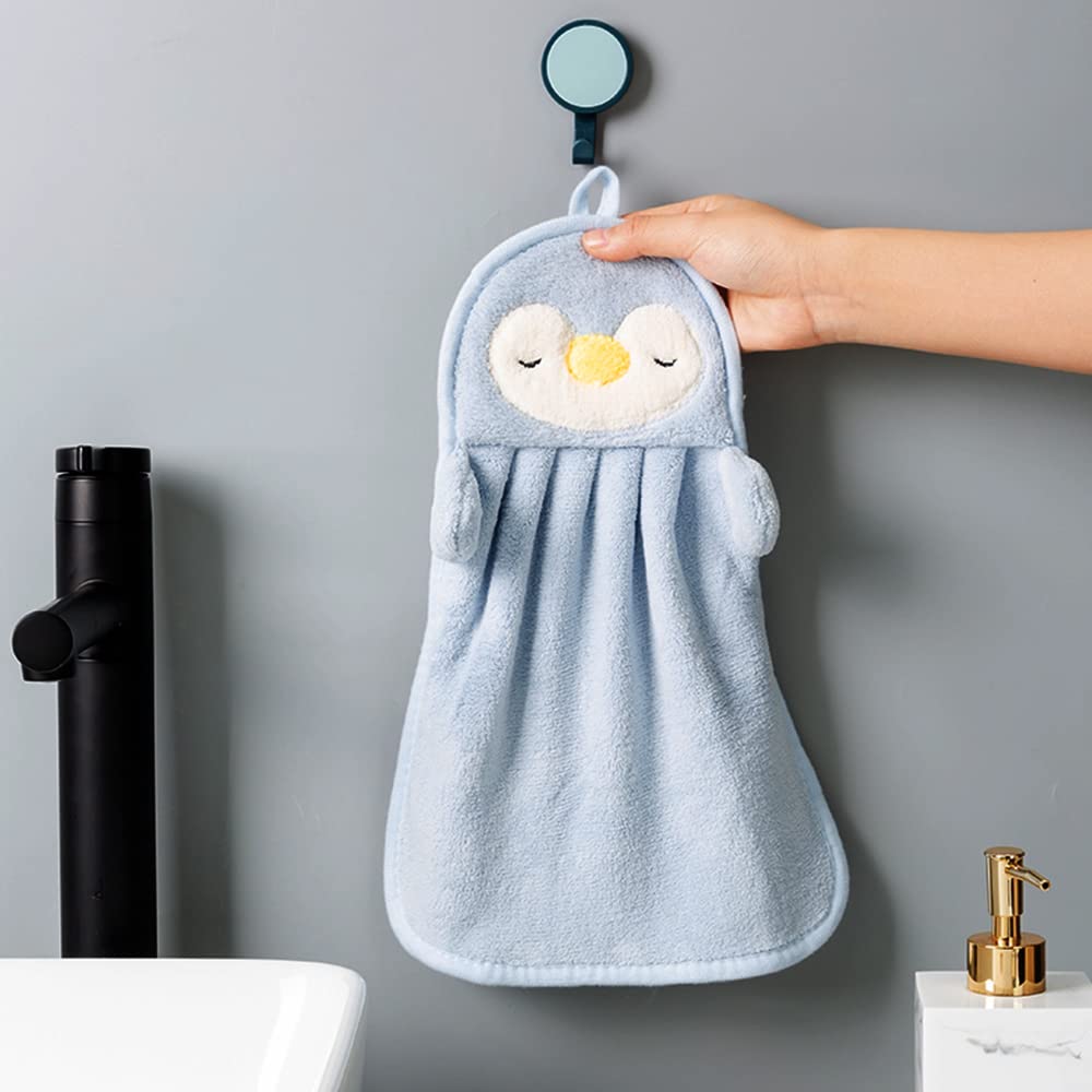 DOULEIN Cute Animal Hand Towels,5 Pack Soft Coral Velvet Microfibre Hanging Hand Towels Quick Dry Hanging Face Towel for Kids Super Absorbent