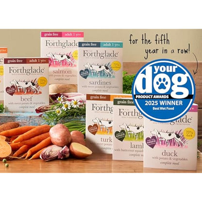Forthglade Wet Dog Food (18 x 395g Trays) - Grain Free & Hypoallergenic Dog Food, Adult 1 Year+, Chicken with Vegetables, Complete Stomach Sensitive Meals with Natural Ingredients