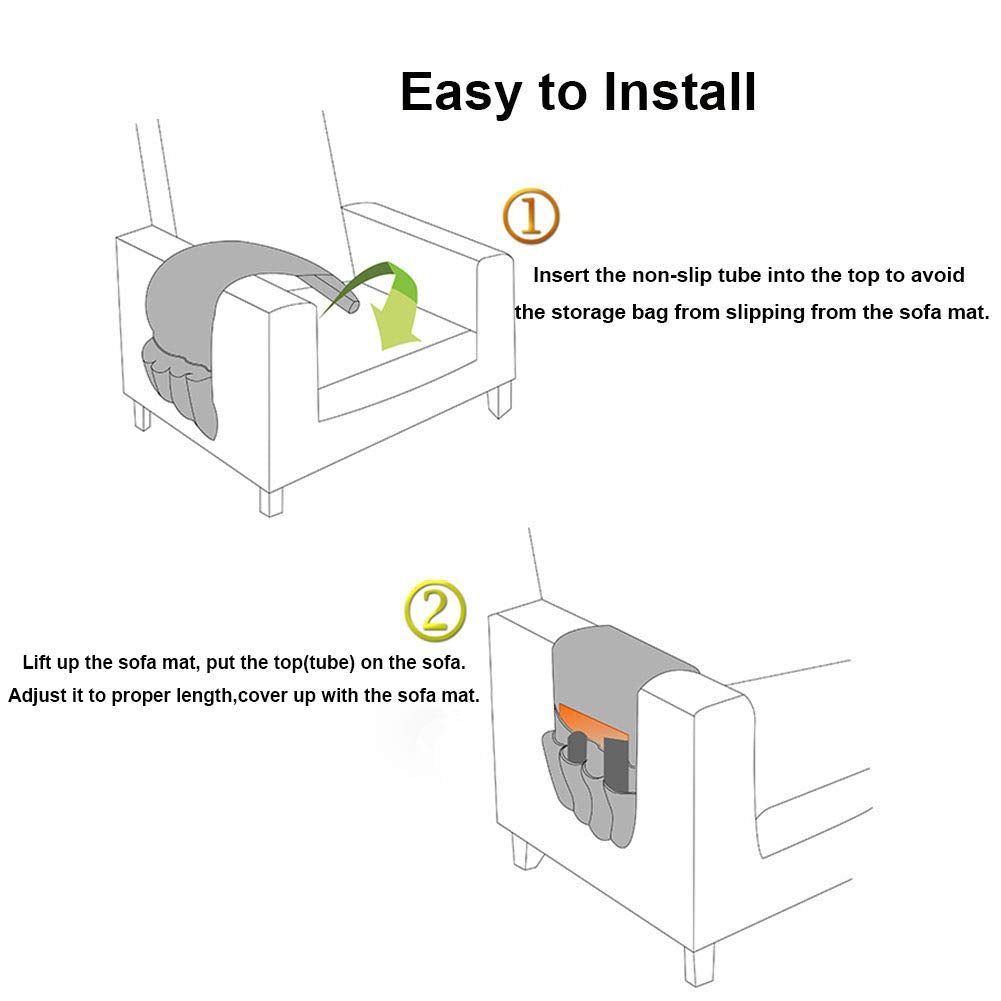 Anti-Slip Sofa Armrest Organiser Caddy Couch Armchair Pocket Organizer Remote Control Holder 5 Pockets Sofa Hanging Storage Bag for Magazine, Books