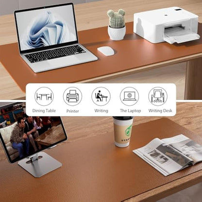 Leather Desk Protector, Mouse Pad, Non-Slip PU Leather Blotter, Waterproof Writing Pad for Office and Home (60cm x 35cm, Brown)