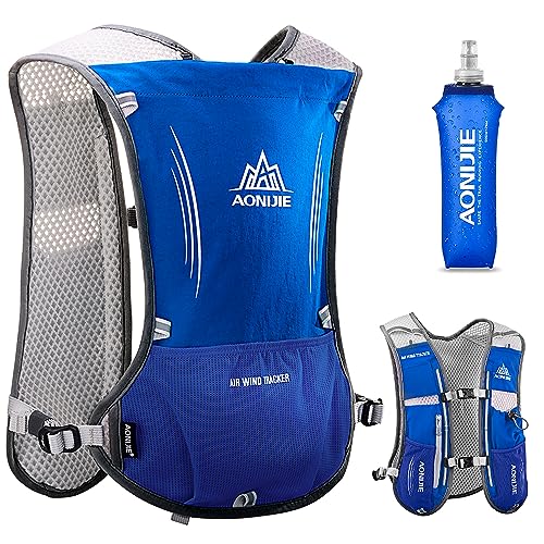 HINATAA Lightweight Running Hydration Backpack, 5L 190g Running Hydration Vest for Women and Men Cycling Running Climbing Hiking Vest Pack (Blue with
