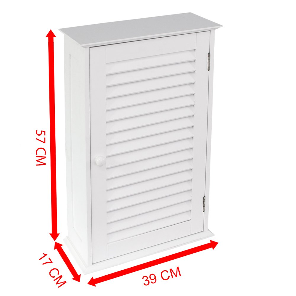 Bath Vida Liano Bathroom Cabinet Single Door Shutter Wall Mounted Storage, White