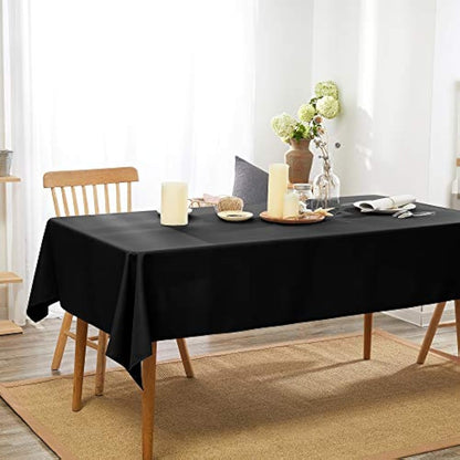 Deconovo Halloween Decorations Table Cloth Oxford Tablecloth Wipeable Plain Rectangle Tablecloth for Outdoors 137x200cm(54x79in) Black