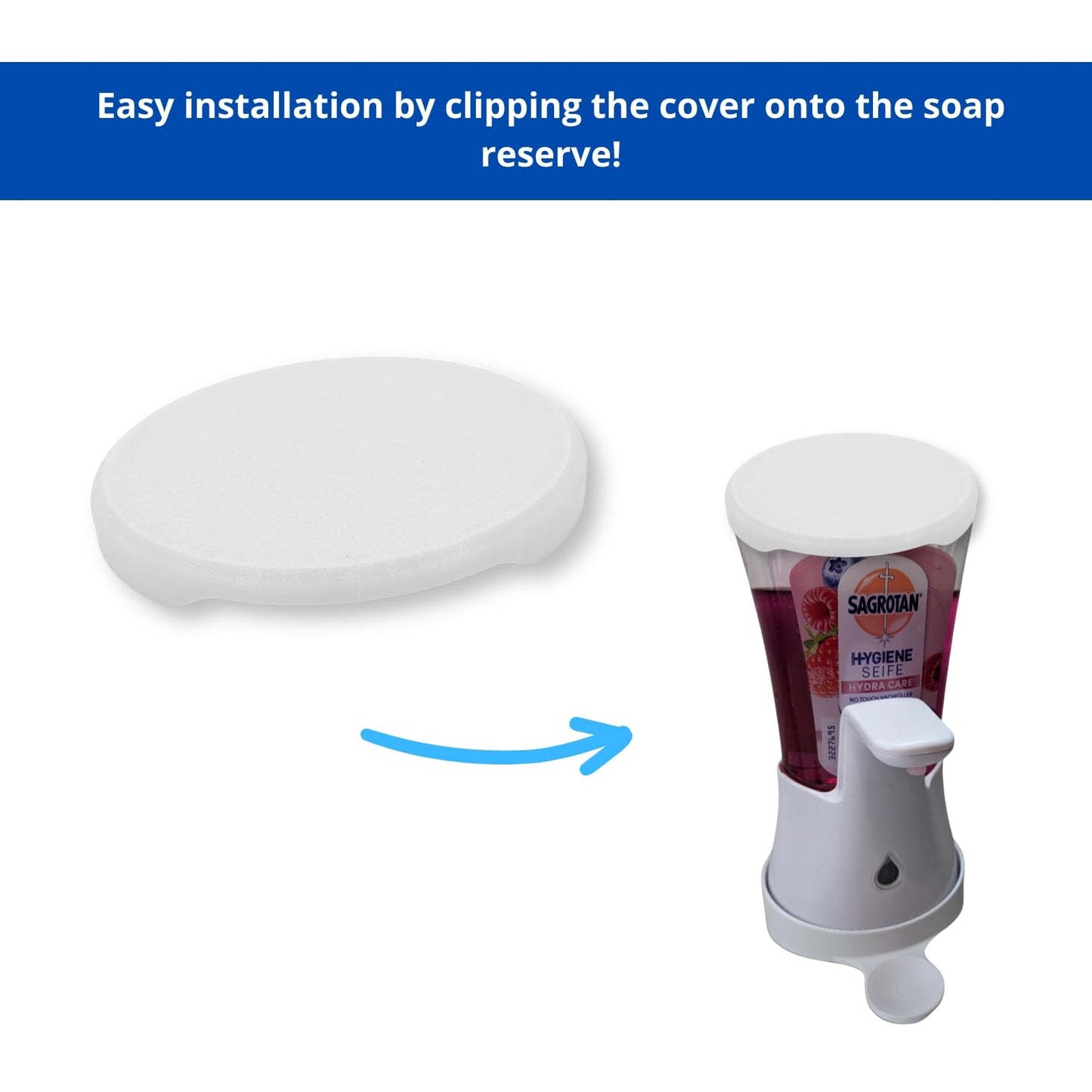 Protective Lid for Sagrotan No Touch Soap Dispenser - Closure Cap Replacement Maintenance Refill Color Selection Cover (White)