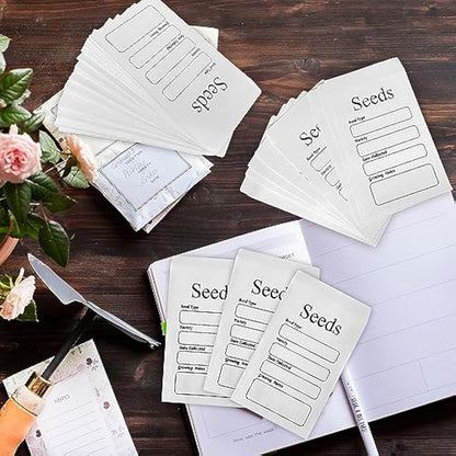 REEKNOKOL 100Pcs Small White Envelopes, Self-Adhesive Seed Envelopes Seed Packets with Preprinted Kraft Paper Coin Envelopes Money Envelopes for Seeds Saving & Collecting(8x12cm/3.15x4.72inch)