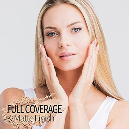 AQUAPURITY - PHOERA Sheer Matte Fixing Powder Makeup Base Fixer Setting Powder Foundation Fixing Compact Pressed Powder Long Lasting Make Up Fixer Skin Vitamin E Beauty Blender (204 Buff Beige…)