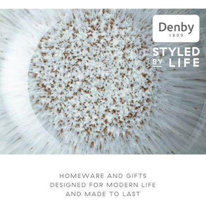 Denby - Halo Speckle Coupe Dinner Set For 4 - 12 Piece Ceramic Tableware - Dishwasher Microwave Safe Stoneware Crockery - Reactive Glaze, Grey - 4 x Dinner Plate, 4 x Medium Plate, 4 x Cereal Bowl