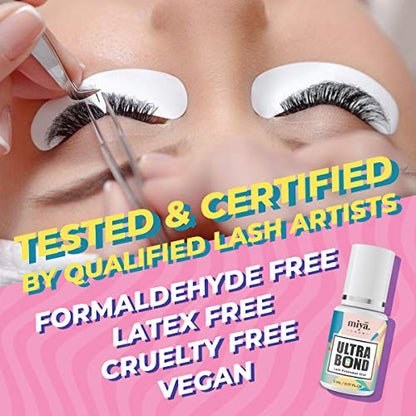 MIYA LASH Ultra Bond Eyelash Extension Glue | Professional Use | 8 Weeks Retention | 1-2 Sec Dry Time | Volume & Classic Individual Lash Adhesive | Super Strong Bond Lash Extension Glue 5ml Salon Use