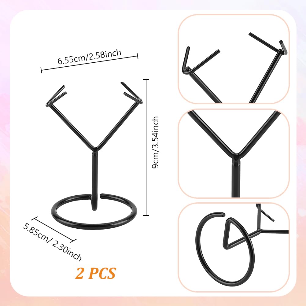 AHANDMAKER 2Pcs Rock Display Stand, Metal Crystal Display Holder Small Crystal Ball Holders for Gemstones Spheres Geodes Rocks Fossils Marbles Home