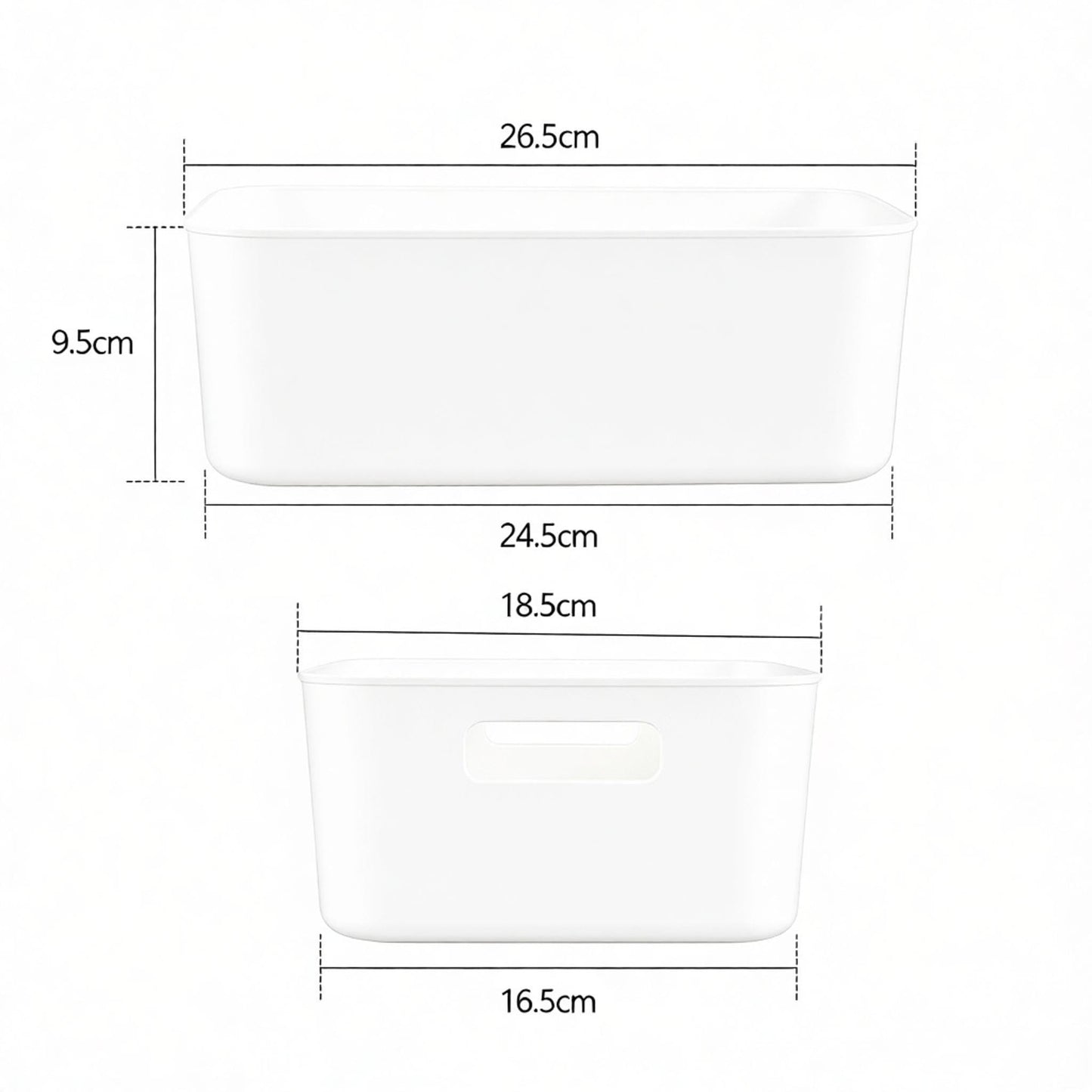 Loiycg 6 Packs Plastic Storage Baskets with Handles, White Storage Boxes