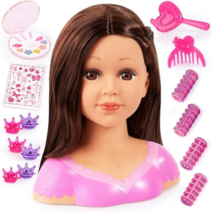 Bayer Design 90088AK Hairdressing head Charlene Super Model, styling, Makeup, with Accessories , Brown