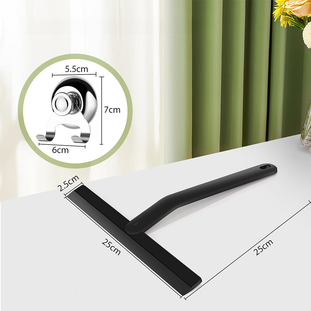 Shower Squeegee,Window Squeegee,Stainless Steel Shower Screen Wiper with Strong Suction Hook for Bathroom,Kitchen,Mirror,Car,Window and Glass Cleaning