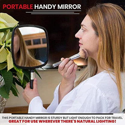 MIRRORVANA Large & Comfy Hand Held Mirror with Handle (Black (5-Pack))