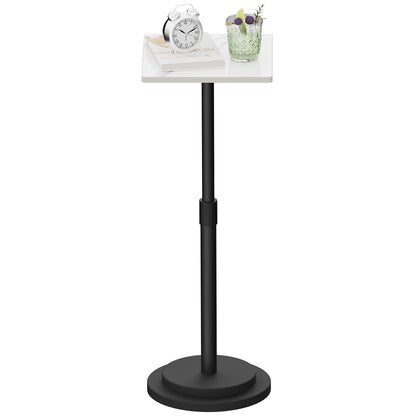 GUOHNHE Square Side Table, Height Adjustable Drink Stand, 1 Pack, White