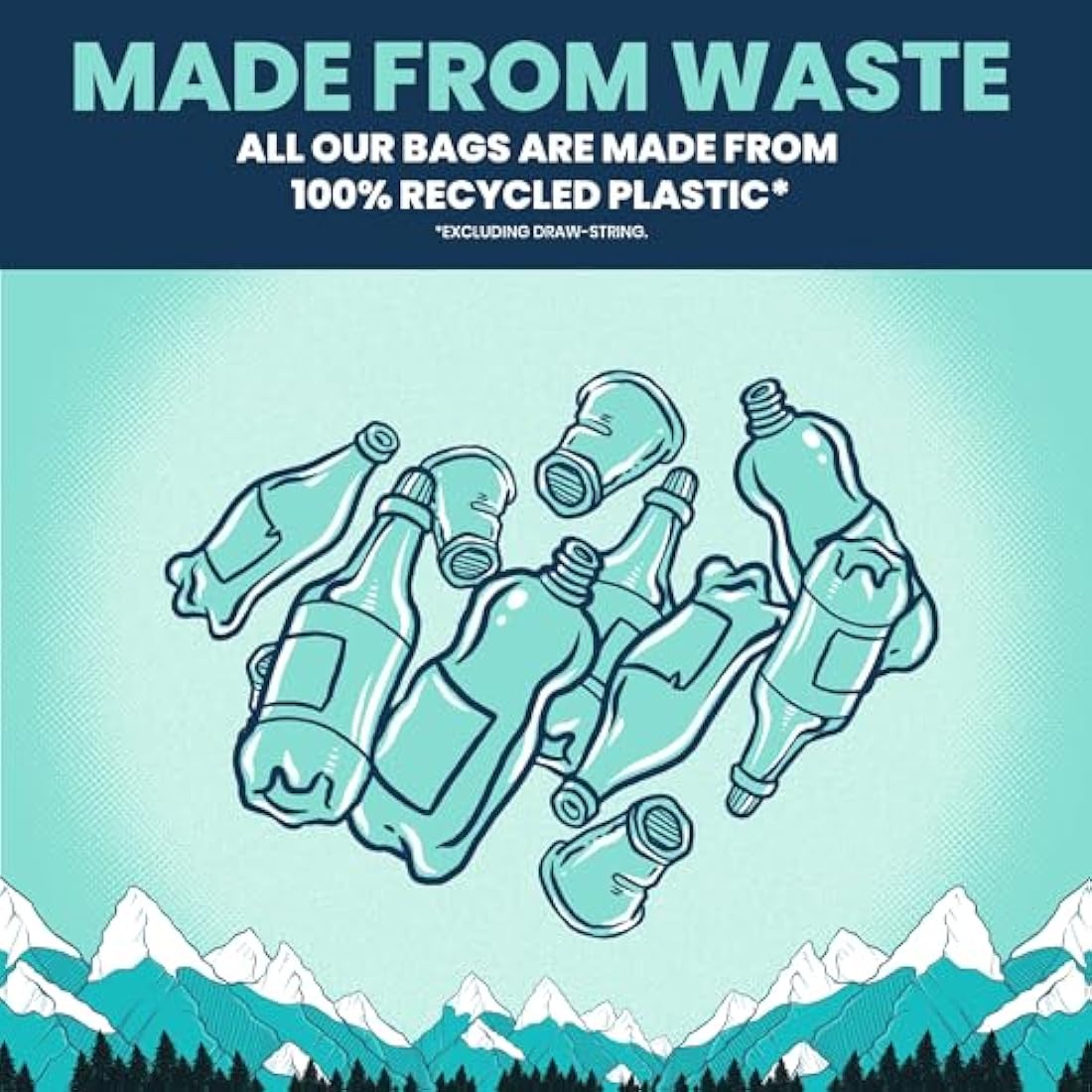 BEAST BIN BAGS, 10 Rolls of 10 x 30 Litre Bags (Total 100 Bags) - Made From 100% Recycled LLDPE - Incredibly Strong, Tall and Slim Drawstring Pedal Blue Bin Bags