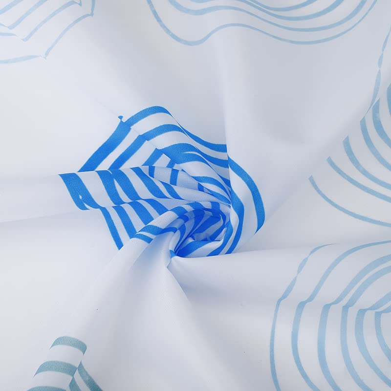 VIROSA Blue Circles Shower Curtain for Bathroom Anti Mould, Mildew Resistant | Size 180x180 cm (71 x 71 Inch) | Water Repellent Fabric