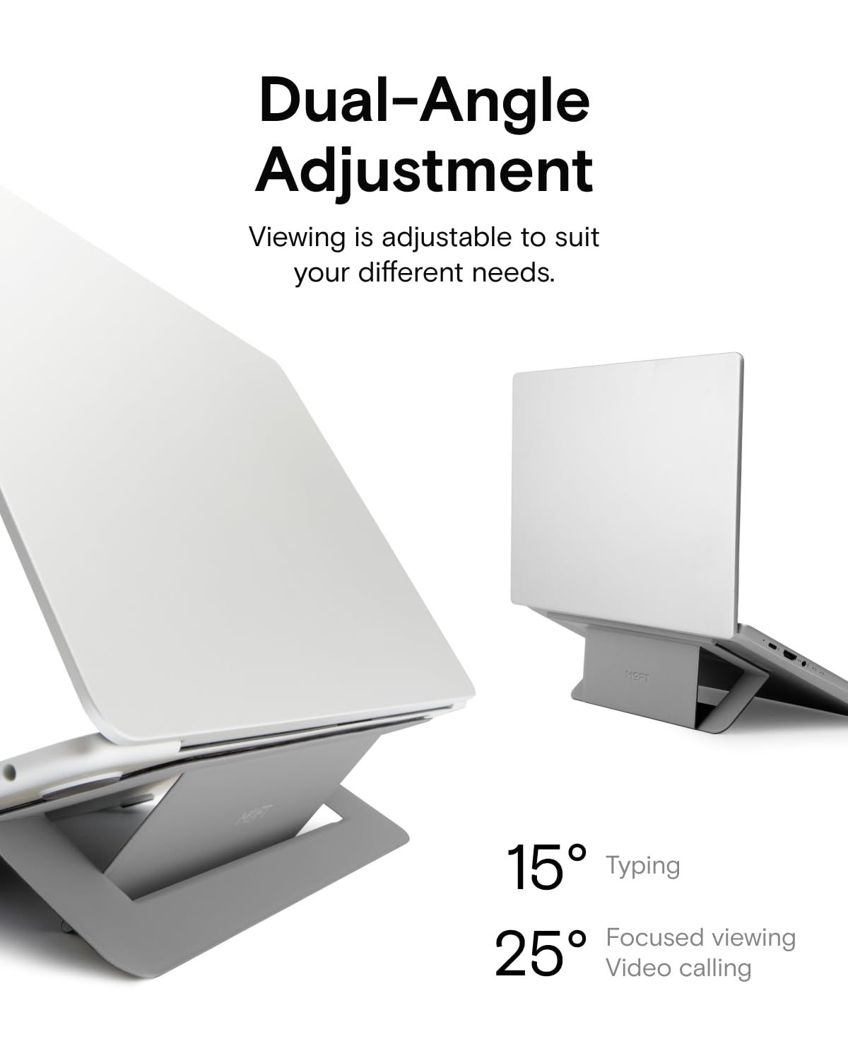 MOFT Laptop Stand for Desk, Adhesive Airflow Laptop Stand with Open Design for Heat Dissipation, 2 Adjustable Viewing Angles