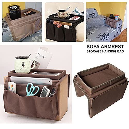 Cysocool Sofa Candy Organizer w/ Tray Sofa Armrest Organizer w/ Cup Holder Couch TV Remote Caddy Sofa Storage Bag Tablet Book Magazines DVD