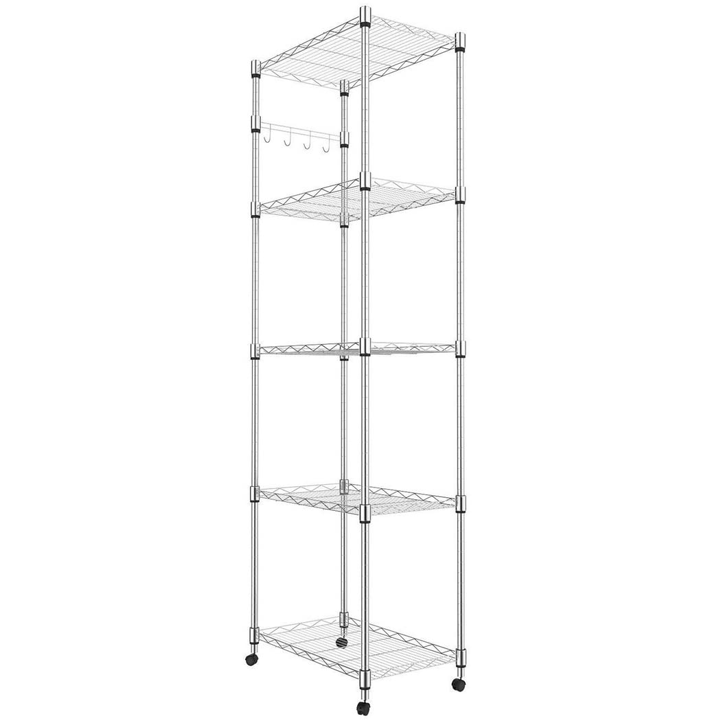 Himimi 5 Tier Wire Shelving Unit on Wheels, Kitchen Storage Unit, Adjustable Height Display Rack for Home&Kitchen 23.2 x 13.8 x 72 inch (L x W x H)