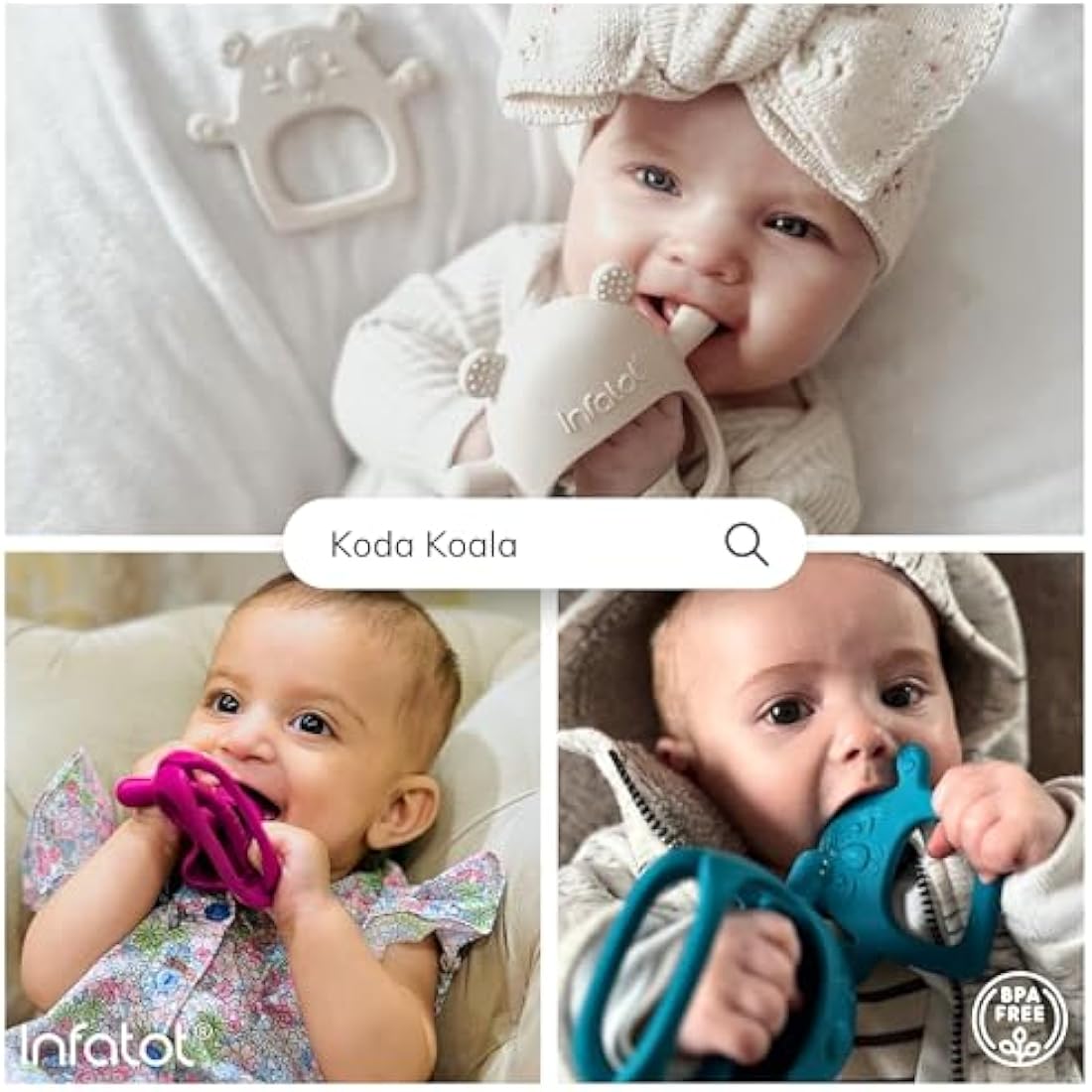 Infatot® Teething Toys for Baby Gifts – 2-Pack Koda Koala Teether Mitten Glove, Soothing Hand Teethers for Infants, Baby Toys 0-6 Months and Up, Newborn Essentials for Teething Relief, Orange